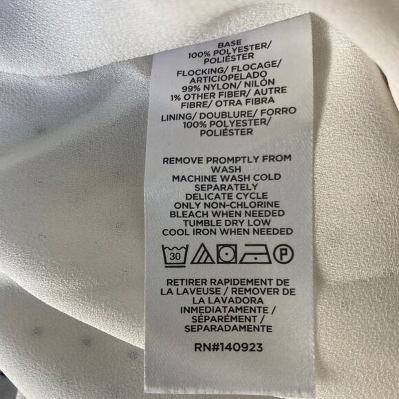 Loft Ivory Black & White Polka Dot Blouse Womens Large Petite Ruffle Collar - Picture 8 of 8